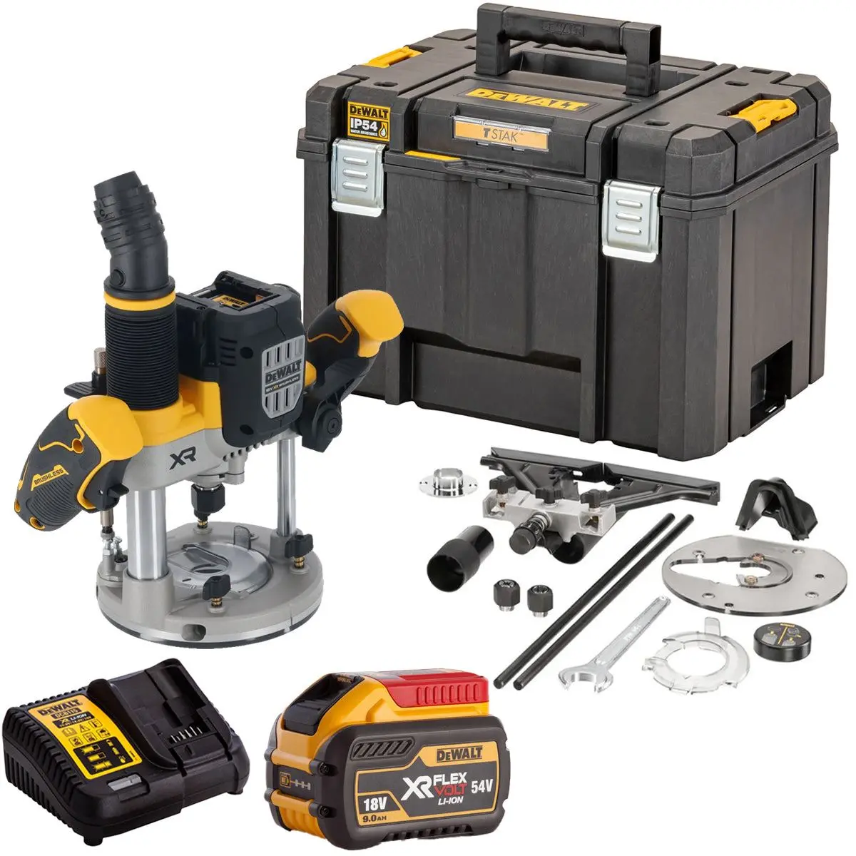 Dewalt Dcw620nt 18V Xr Brushless 1/2" Plunge Router With 1 X 9.0Ah Battery Charger & Case 1