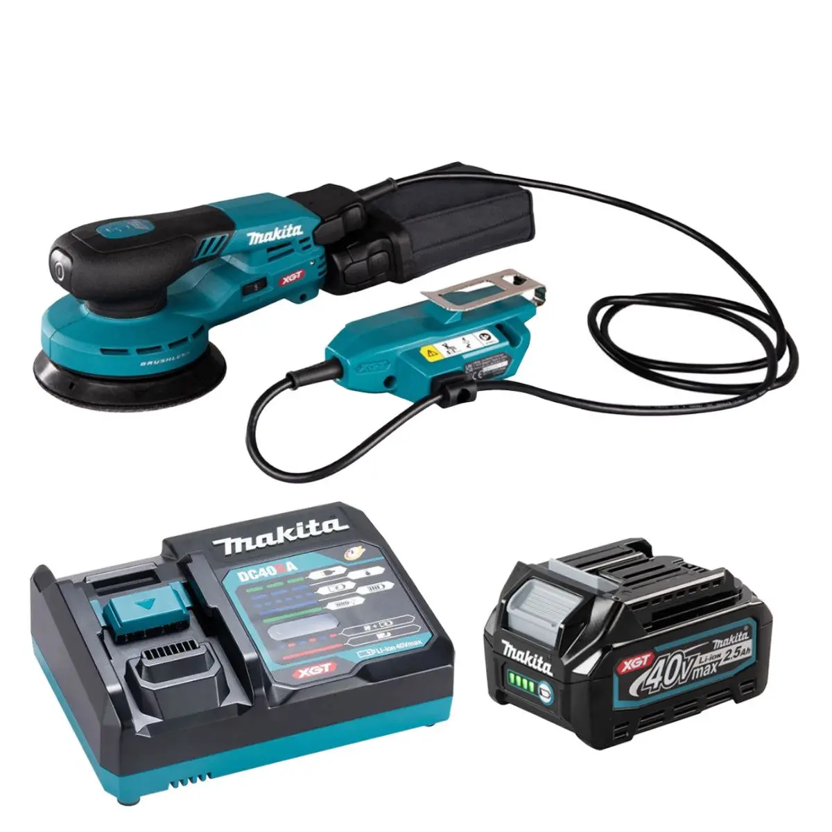 Makita Bo001cgz 40V Xgt 125Mm Brushless Random Orbit Sander With 1 X 2.5Ah Battery & Charger 1