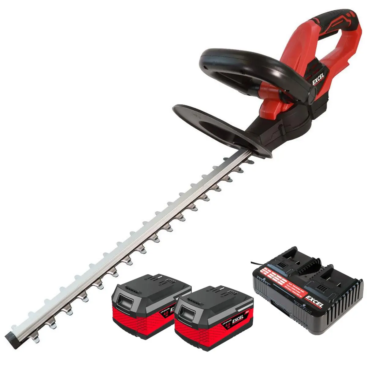 Excel 18V 410Mm Hedge Trimmer Cutter With 2 X 4.0Ah Battery & Dual Port Fast Charger 1