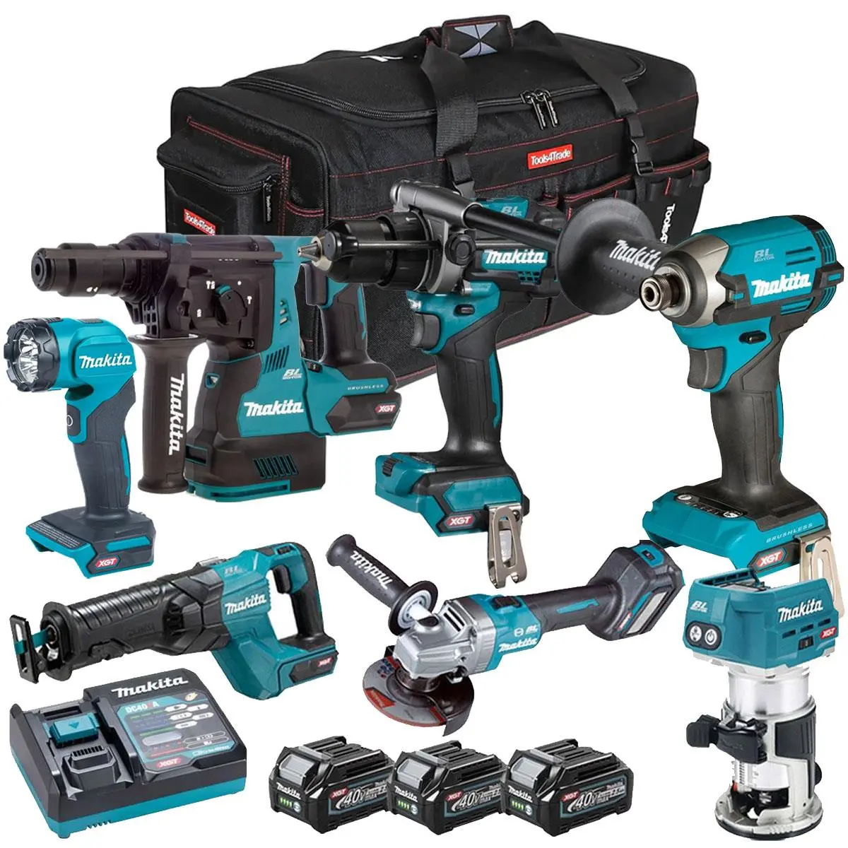Makita 40V Xgt 7 Piece Brushless Power Tool Kit With 3 X 2.5Ah Battery T4tkit-16059 1