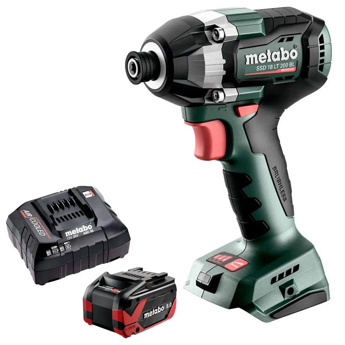 Metabo Ssd 18 Lt 200 Bl 18V Brushless 1/4" Impact Driver With 1 X 8.0Ah Battery & Charger 1