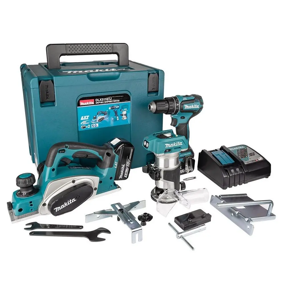 Makita Dlx3116tj 18V Lxt 3 Piece Combo Kit With 2 X 5.0Ah Batteries, Charger In Case 1