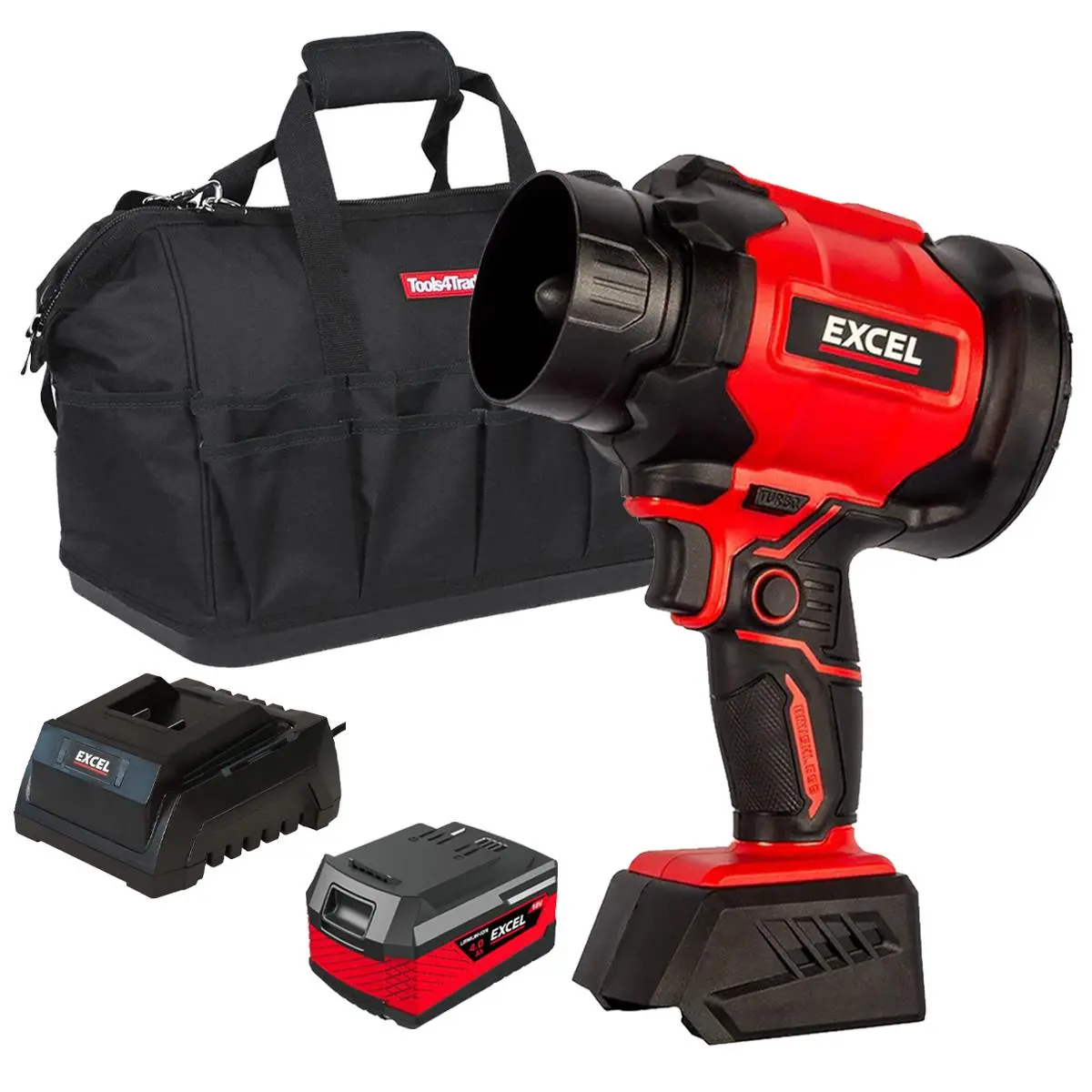 Excel 18V Brushless Storm Blower Turbo Mode With 1 X 4.0Ah Battery, Fast Charger & Bag 1
