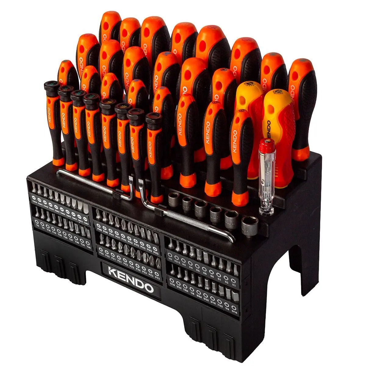 Kendo 101 Piece Screwdriver Bit & Socket Set With Bench Organiser Stand Multi Drive Tool Station 1