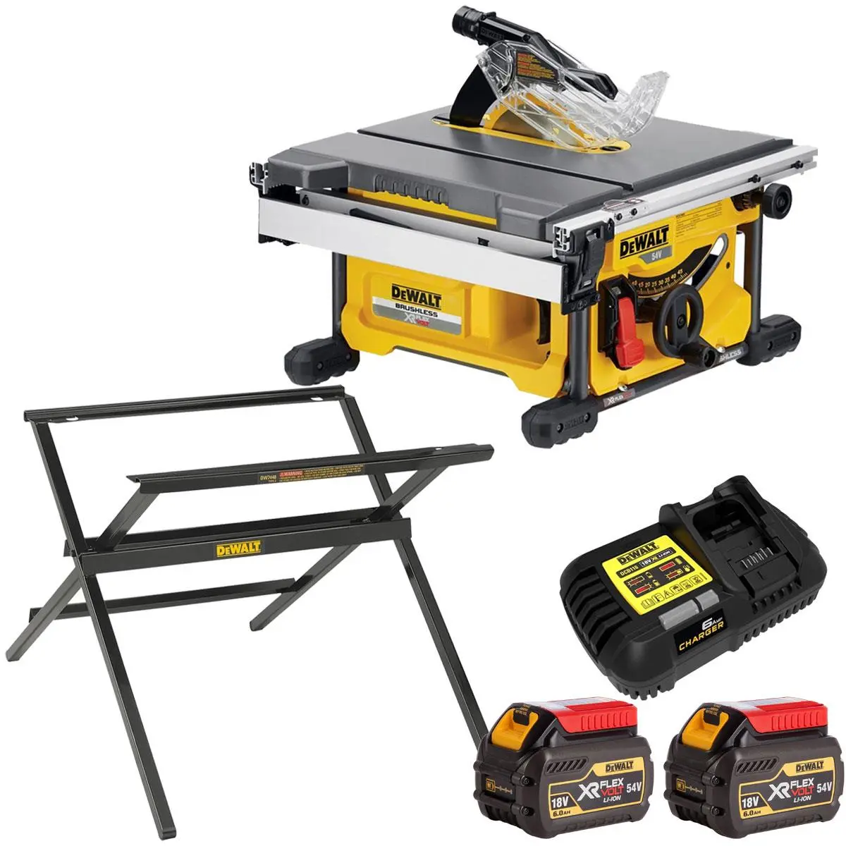 Dewalt Dcs7485n 54V Xr Flexvolt Brushless 210Mm Table Saw With 2 X 6.0 Battery Charger & Folding Leg Stand 1