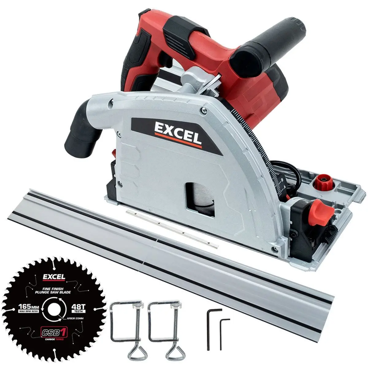 Excel 165Mm Plunge Saw 1200W/240V Guide Rail Set With Blade 1