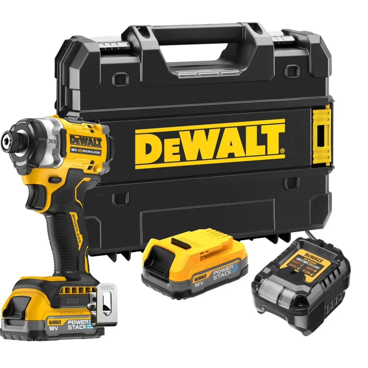 Dewalt Dcf860e2t 18V Cordless Brushless Impact Driver 2 X 1.7Ah Powerstack Batteries Charger & Kitbox 1
