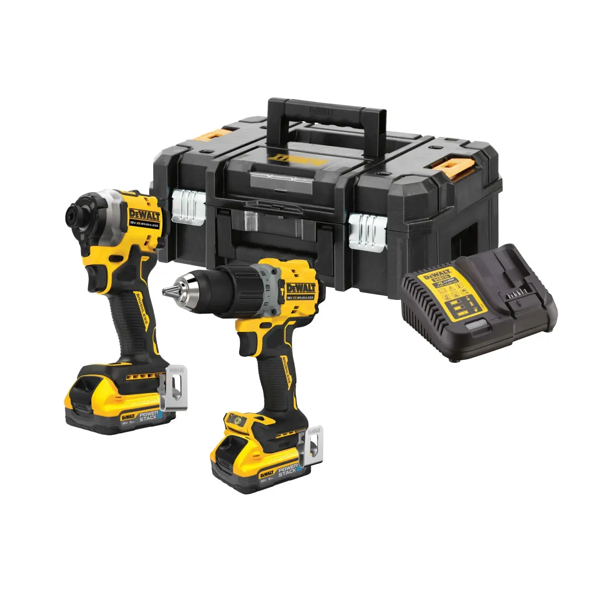 Dewalt Dck2050h2t 18V Xr Brushless Combi Drill & Impact Driver With 2 X 5.0Ah Batteries Charger & Toolbox 1