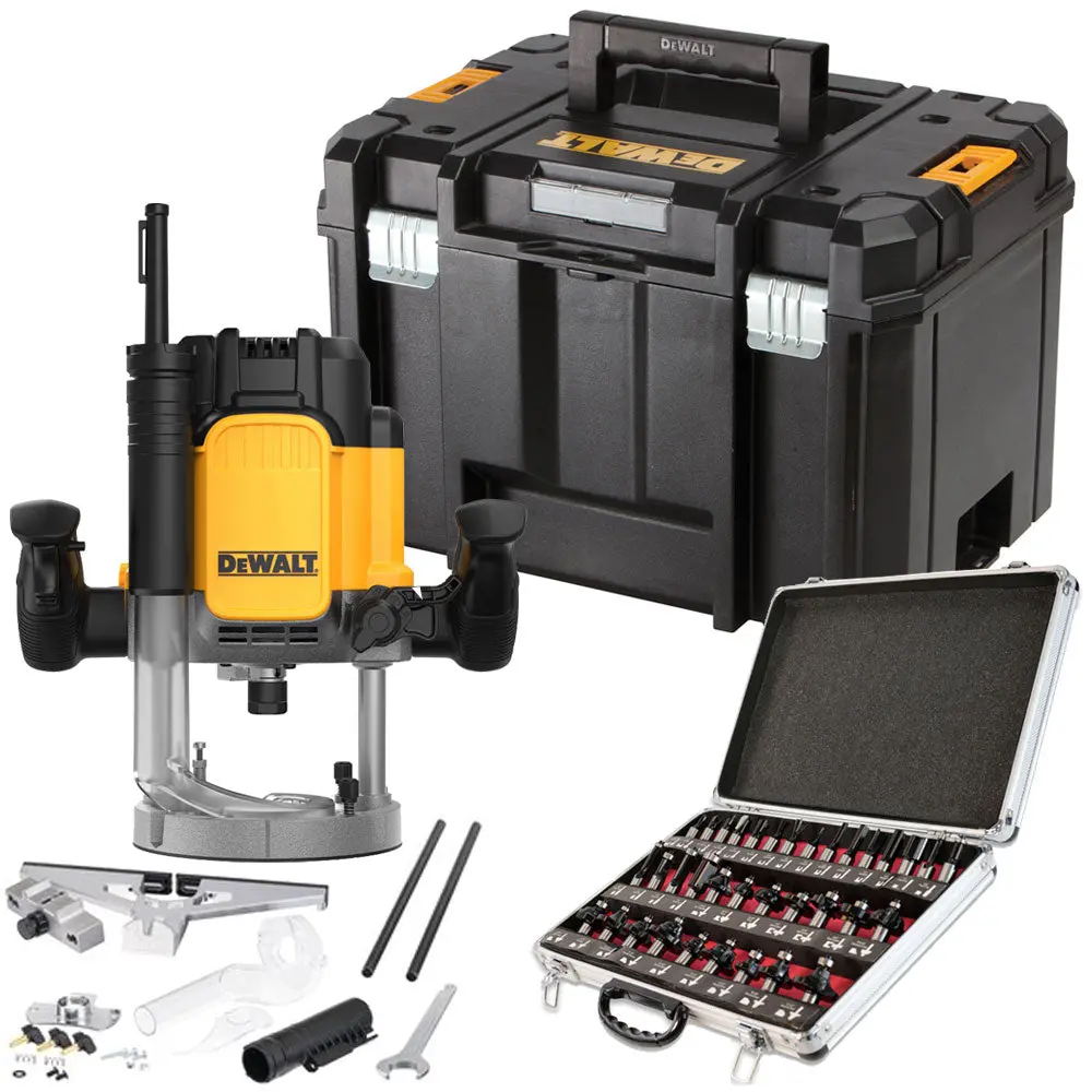 Dewalt Dwe625kt 1/2In Plunge Router 2300W 240V With 1/2" 35 Piece Cutter Set 1