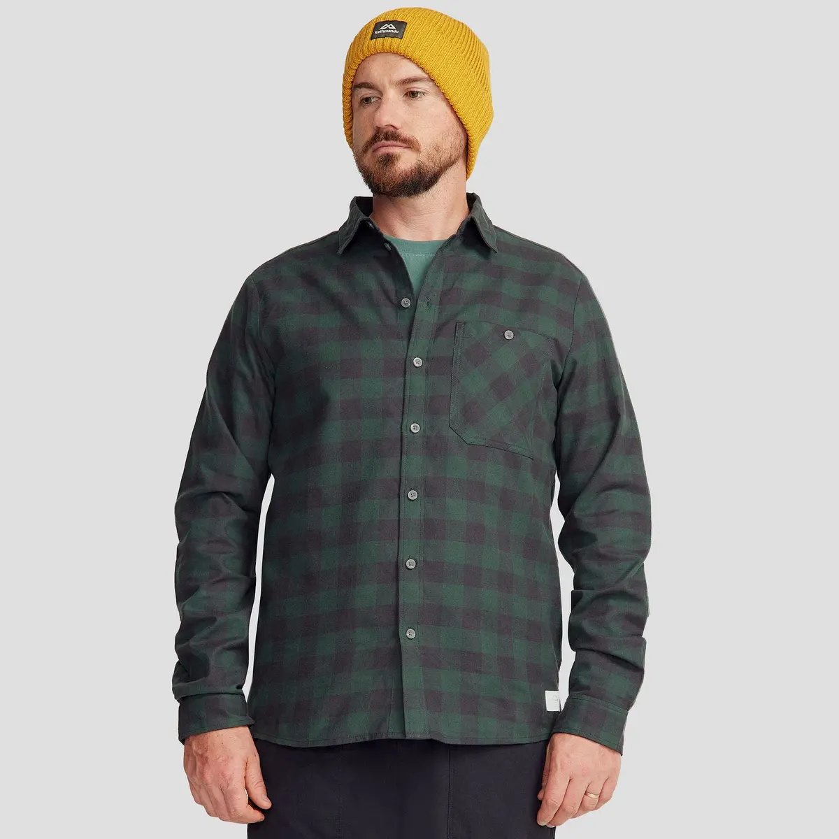 Fyfe Men's L/S Shirt - Forest Gingham 1