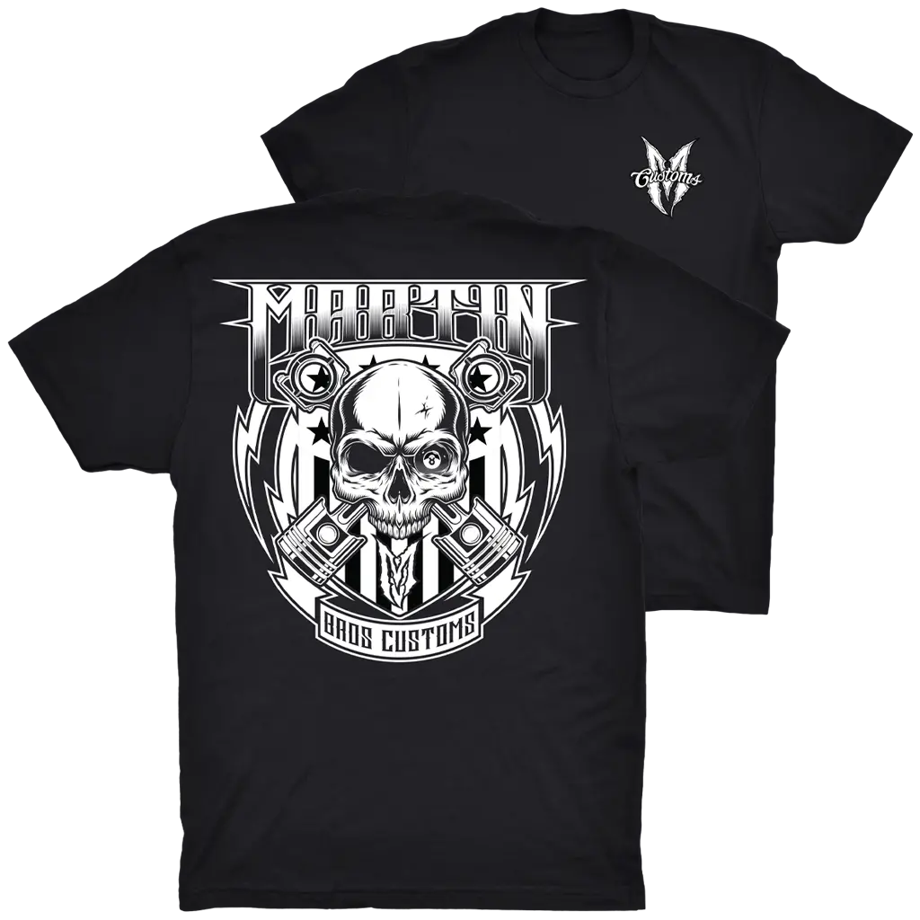Men's Black And White Skull And Pistons 1