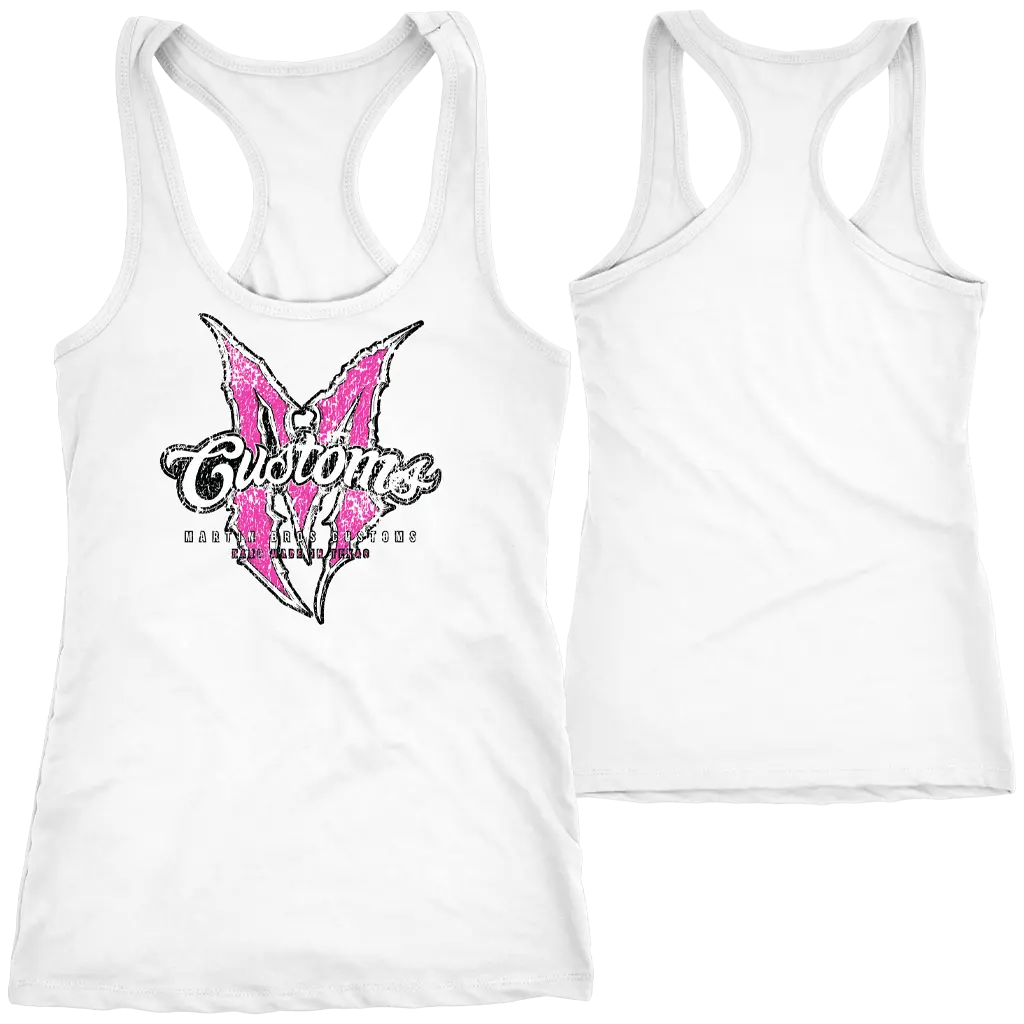 Ladies Pink And White Tank 1
