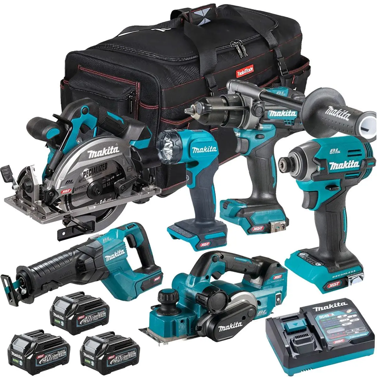 Makita 40V Xgt 6 Piece Brushless Power Tool Kit With 3 X 2.5Ah Battery T4tkit-16053 1