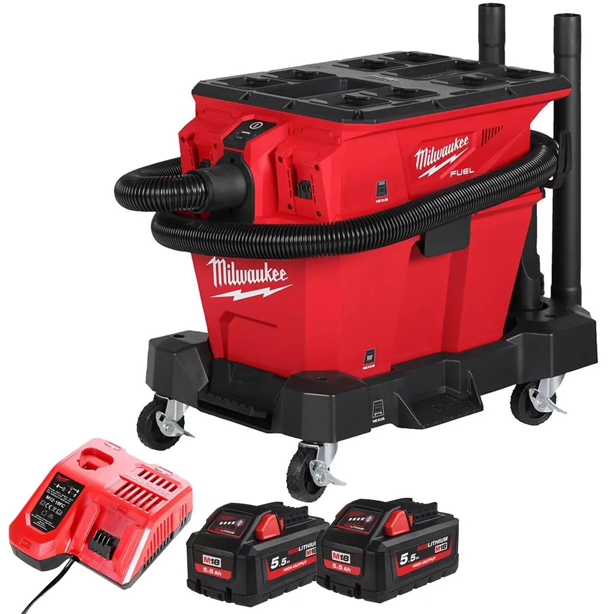 Milwaukee M18f2vc23lg2-0 36V Brushless Wet & Dry Vacuum Cleaner With 2 X 5.5Ah Battery & Charger 1