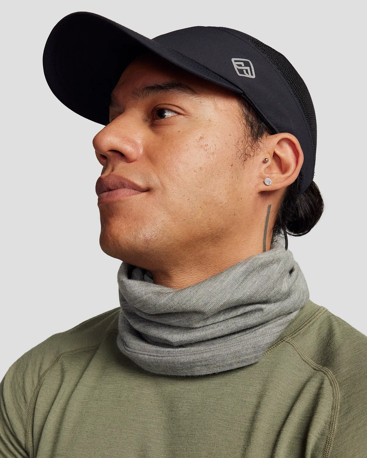 Core Spun Merino Neck Gaiter - Mid Grey Marle 2