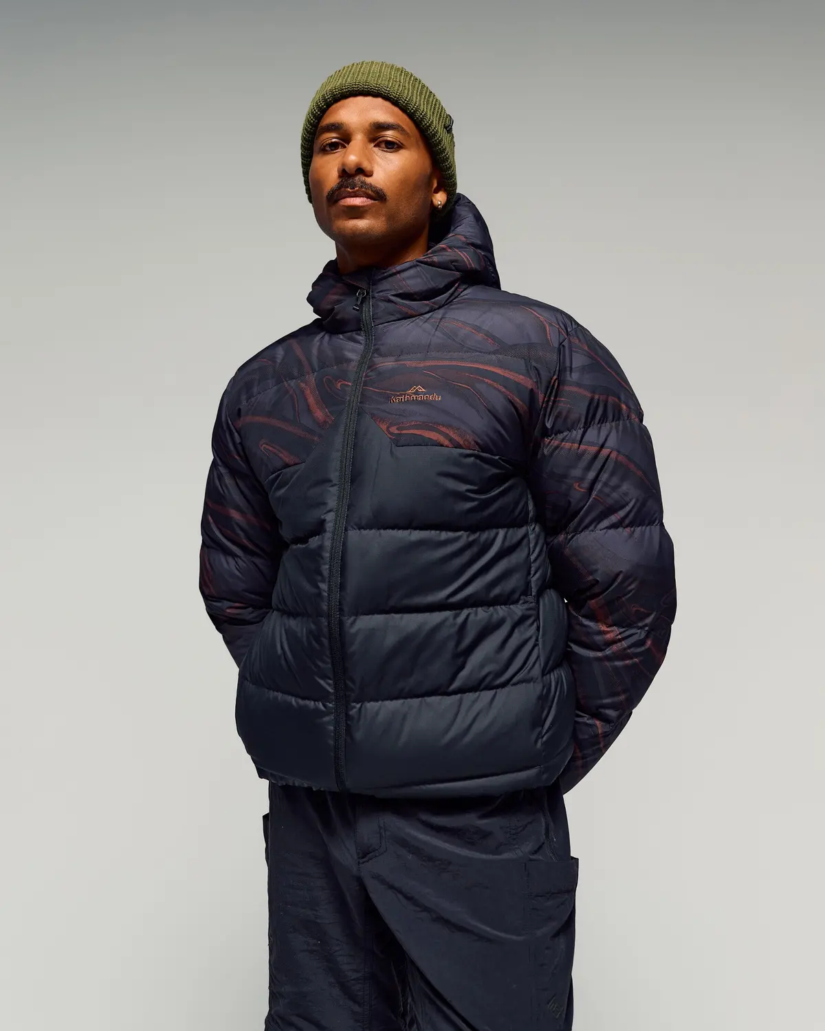 Men's Epiq Hooded Down Jacket -  Black Braided River 1