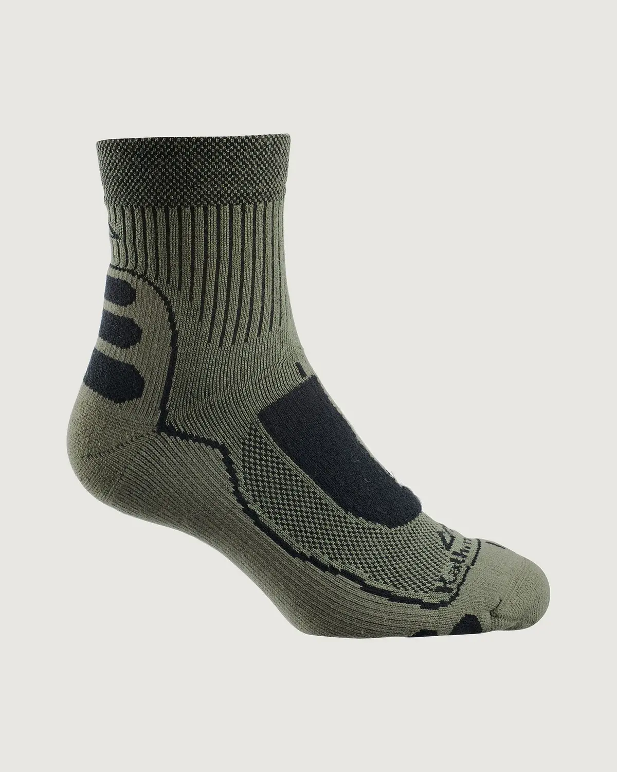 Nuyarn Ergonomic Quarter Crew Hiking Socks - Moss 1