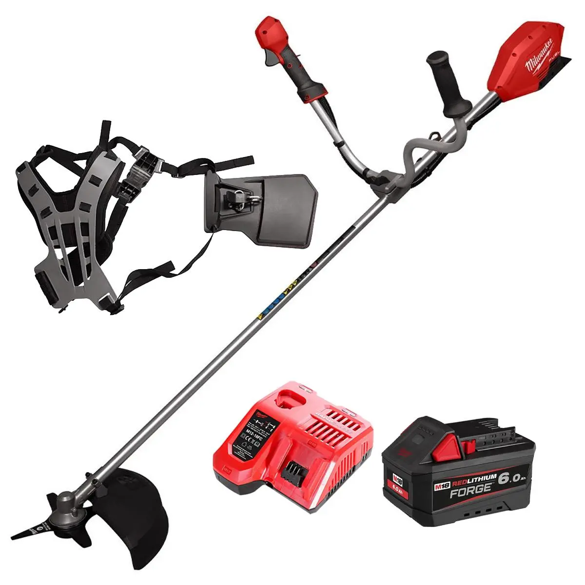 Milwaukee M18fbcu-0 M18 18V Brushless Brush Cutter With 1 X 6.0Ah Battery Charger & Harness 1