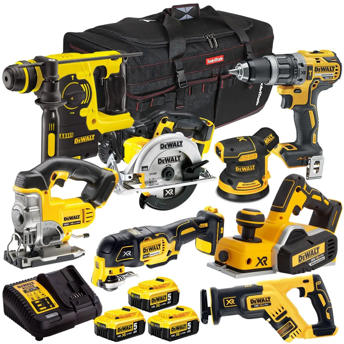 Dewalt 18V 8 Piece Cordless Combo Kit With 3 X 5.0Ah Battery & Charger T4tkit-9879 1