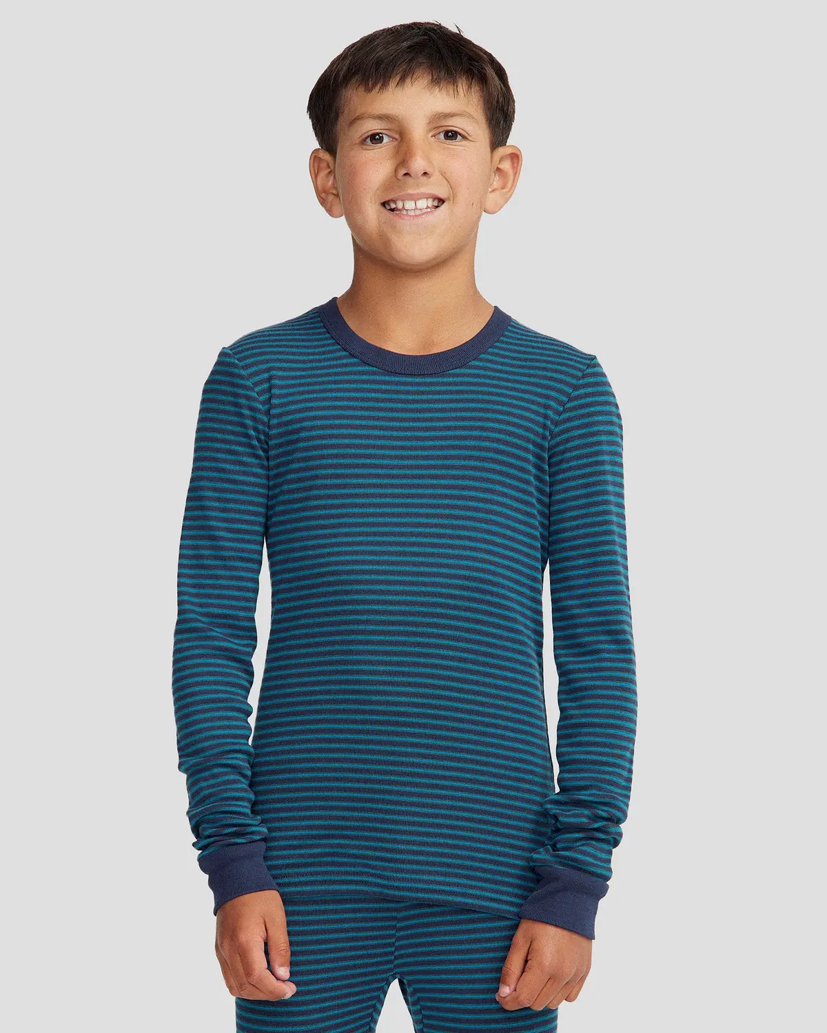 Kids' Kmdcore Long Sleeve Top - Dark Eddy/Navy Stripe 1