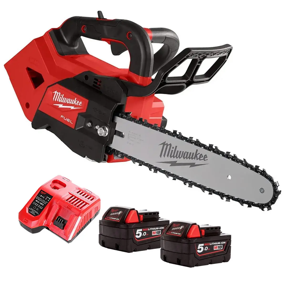 Milwaukee M18fthchs30-0 18V Brushless Top Handle Chainsaw With 2 X 5.0Ah Batteries & Charger 1