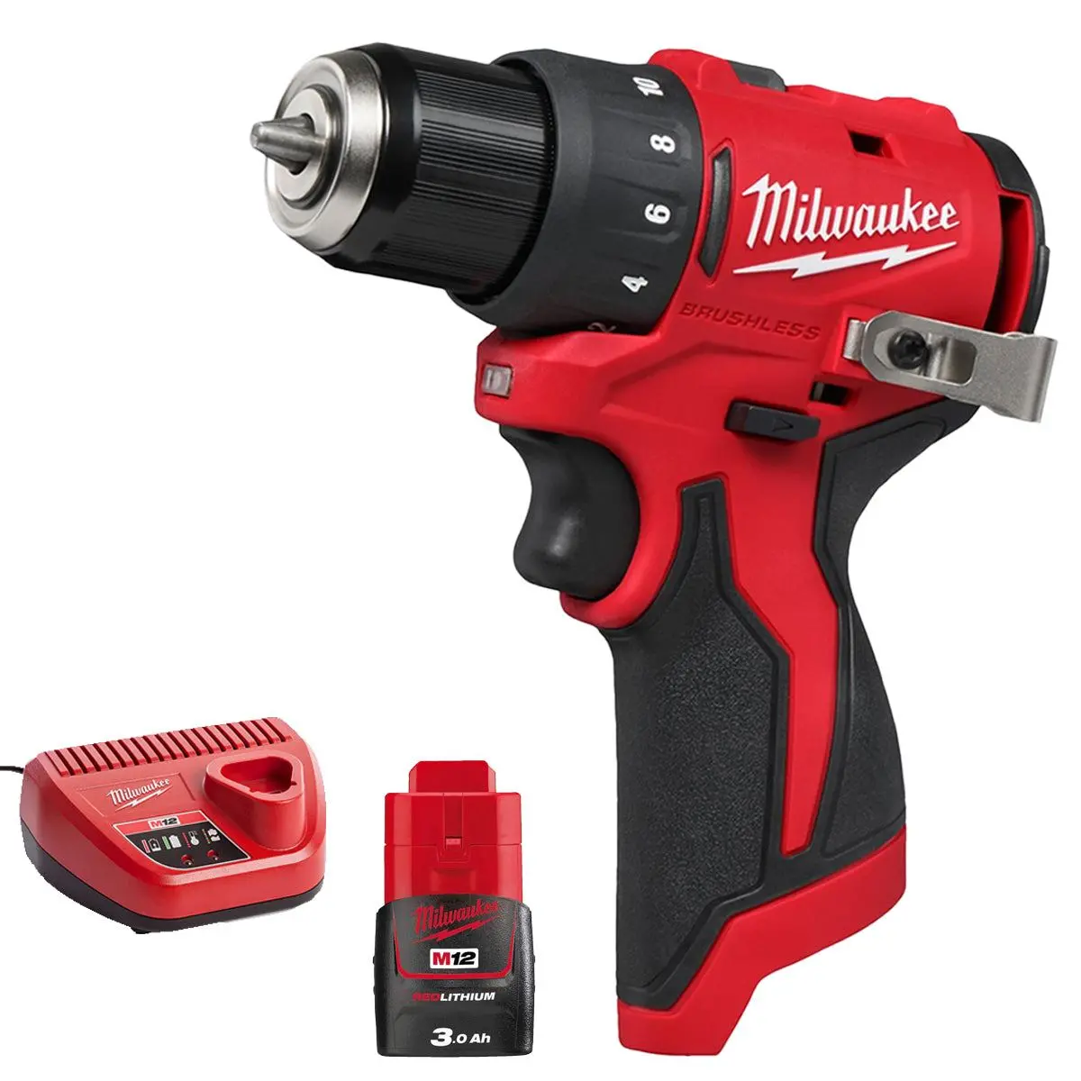 Milwaukee M12blddrc-0 12V Brushless Drill Driver With 1 X 3.0Ah Battery & Charger 1