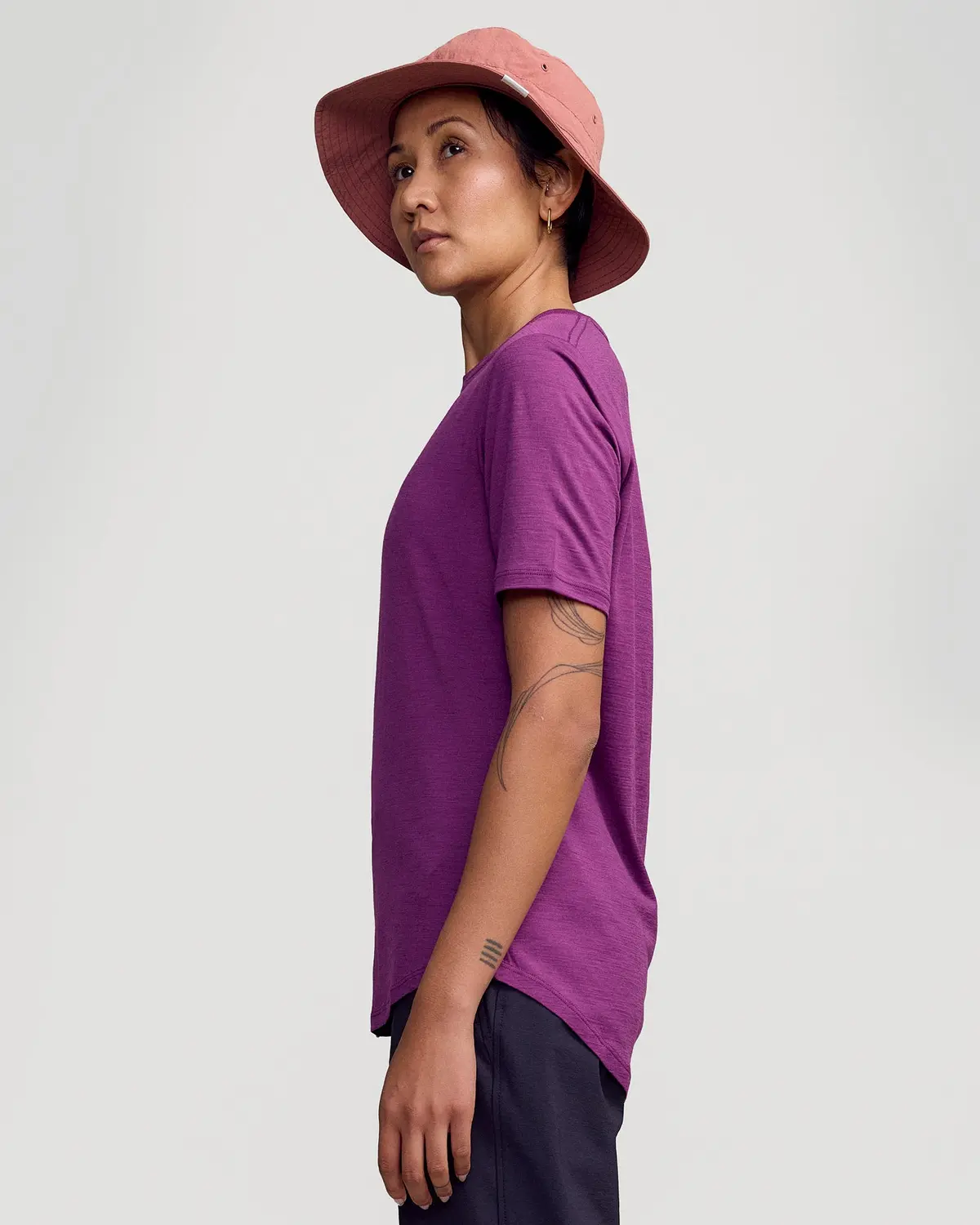 Women's 100% Merino Short Sleeve Crew Top - Berry 3