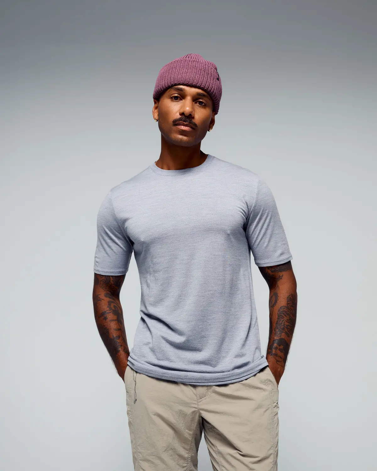 Men's 100% Merino T-Shirt - Mid Grey Marle 1