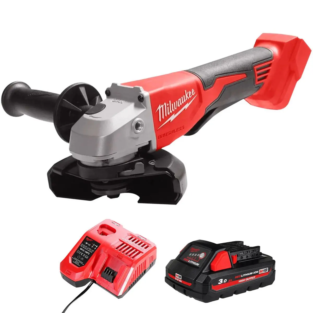 Milwaukee M18blsag125xpd-0 18V 125Mm Brushless Angle Grinder With 1 X 3.0Ah Battery & Charger 1