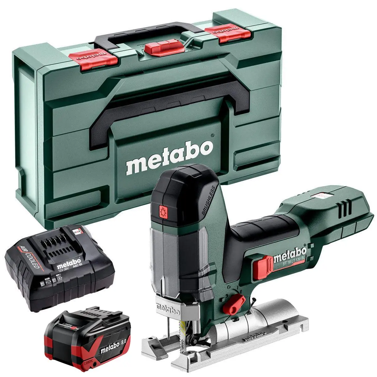 Metabo St 18 Lt 130 Bl 18V Brushless Jigsaw With 1 X 8.0Ah Battery Charger & Metabox 1