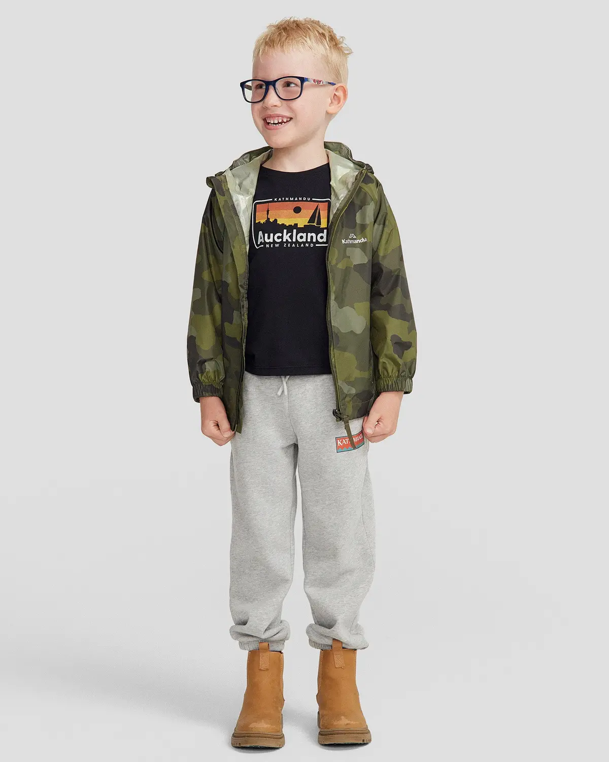 Pocket-It 2L Kids Rain Jacket V4 - Light Moss Tree Camo Print 2
