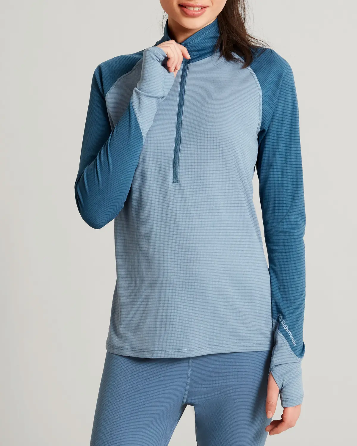 Kmdaction Women's Long Sleeve Quarter Zip Top - Moonlight/Bluehaze 1