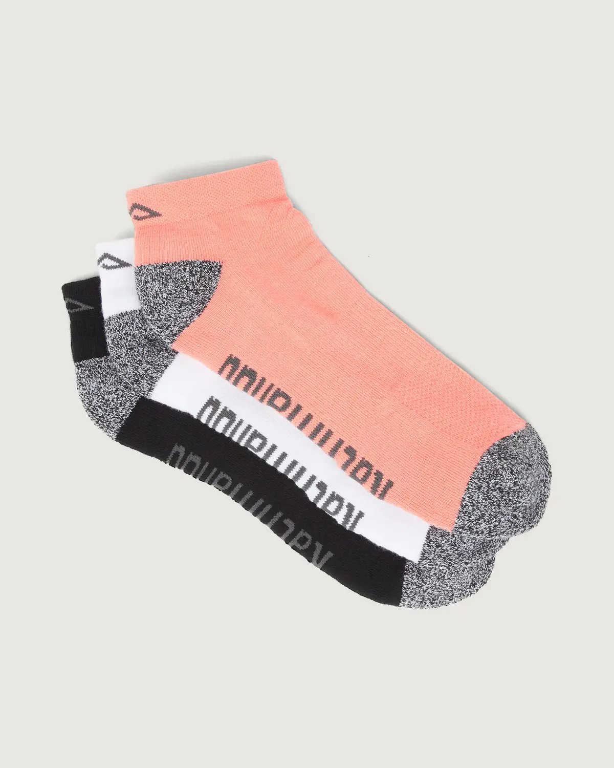 Accion Drimotion Low Cut Socks - 3 Pack - Black/White/Blush Pink 1