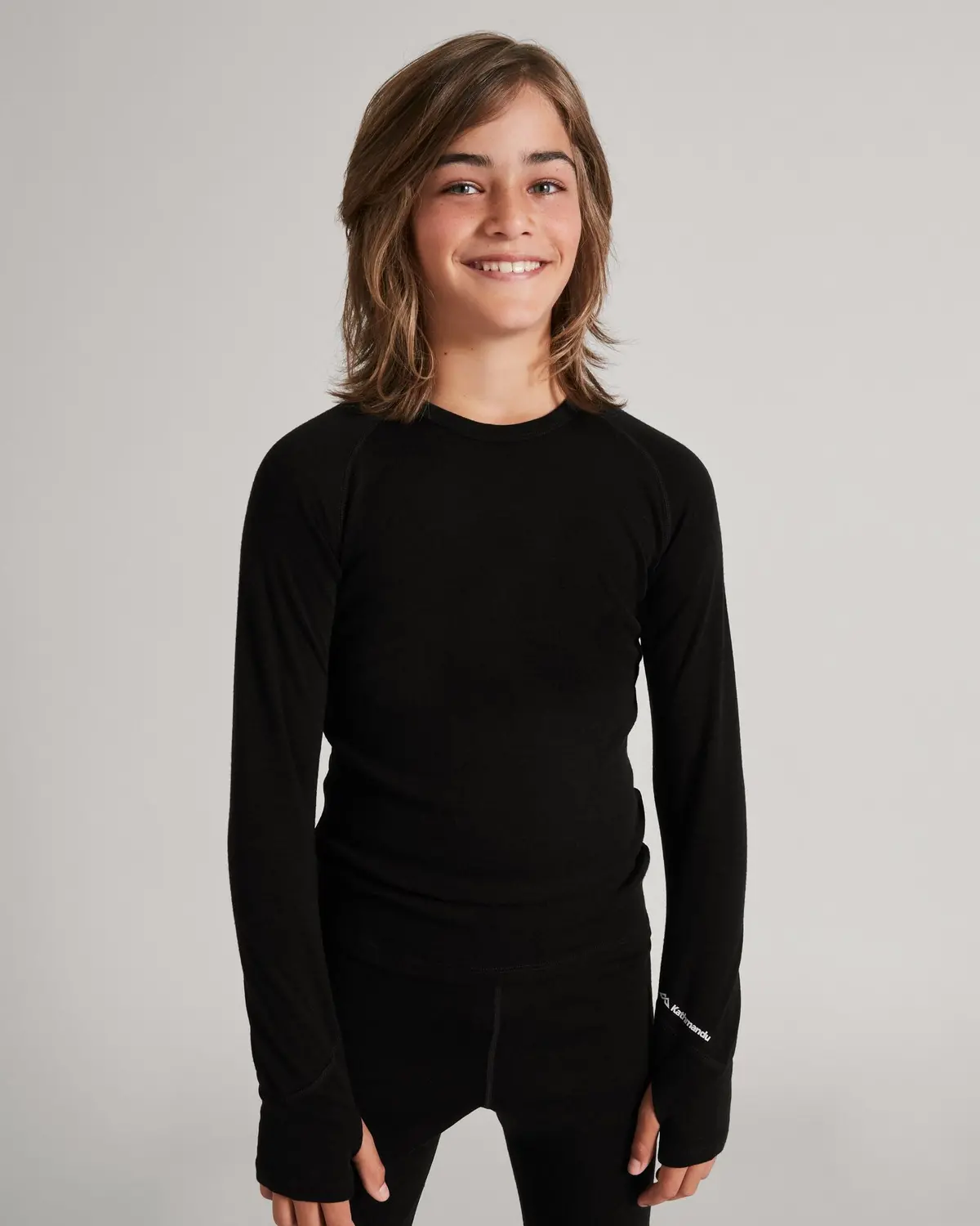 Kids' Kmdmerino Baselayer Long Sleeve Top - Black 1
