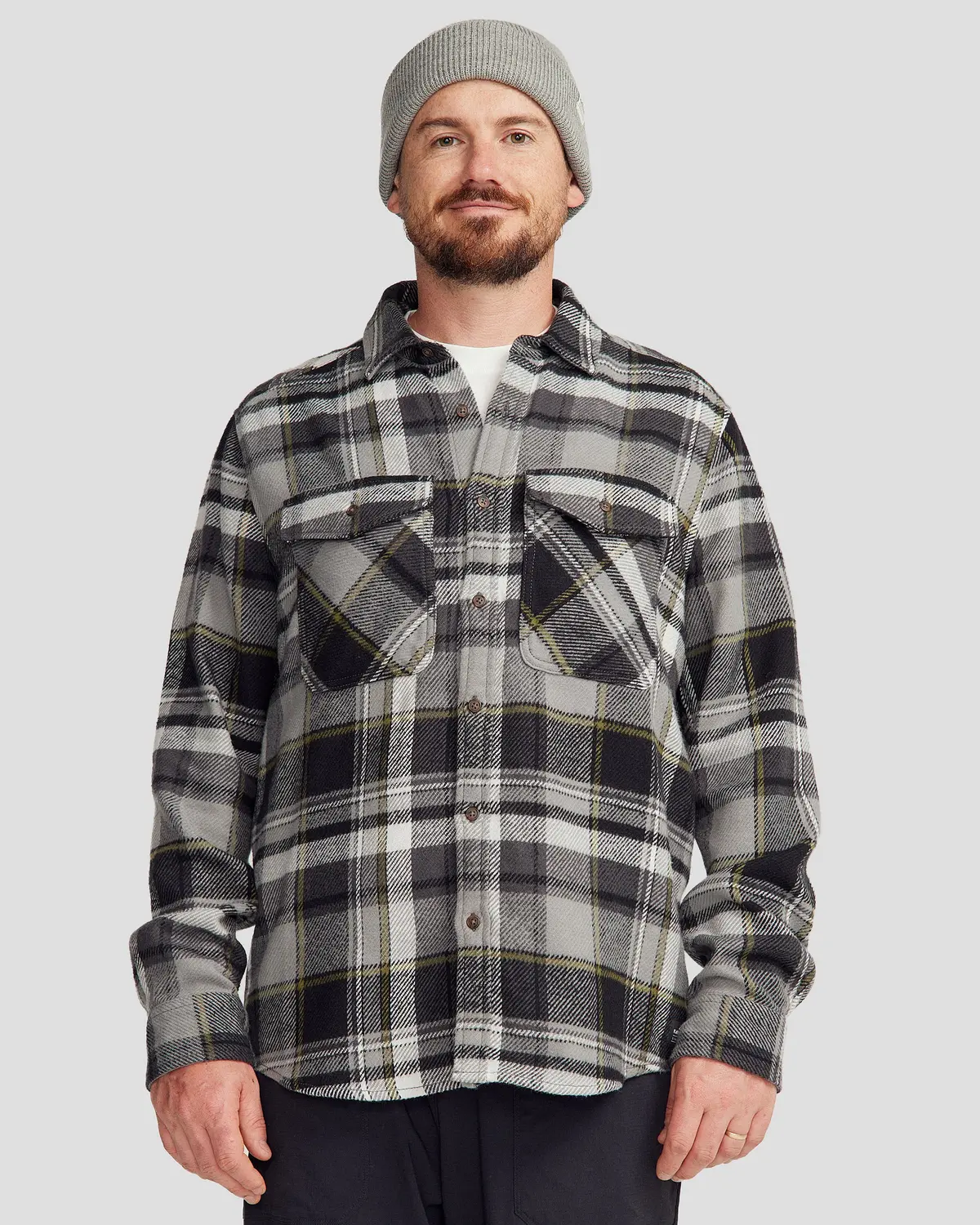 Men's Huntly Long Sleeve Shirt - Hut Plaid Steel Grey 1