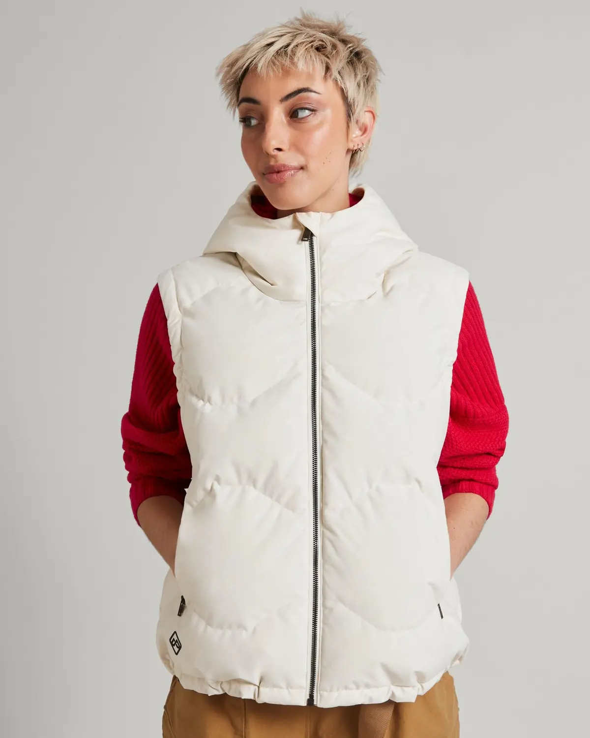 Women's Frisco X Hooded Down Vest - Natural 1