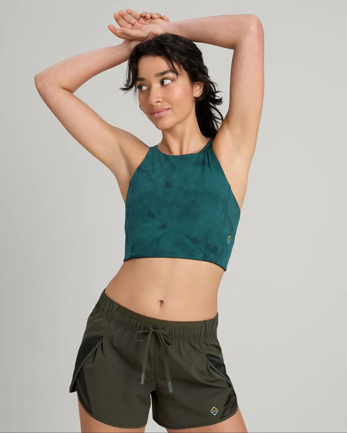 Well.Der.Ness Move Women's Crop Top - Deep Lagoon Sunburst Print 1