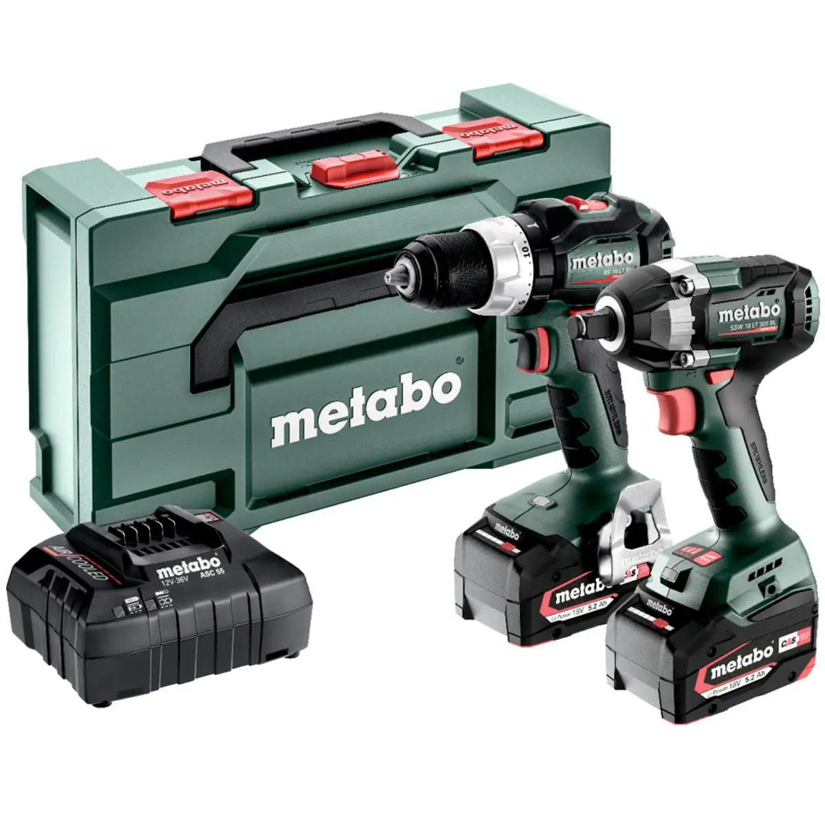 Metabo Combo Set 2.9.3 18V Brushless Drill Driver & Impact Wrench With 2 X 5.2Ah Battery, Charger & Metabox 1
