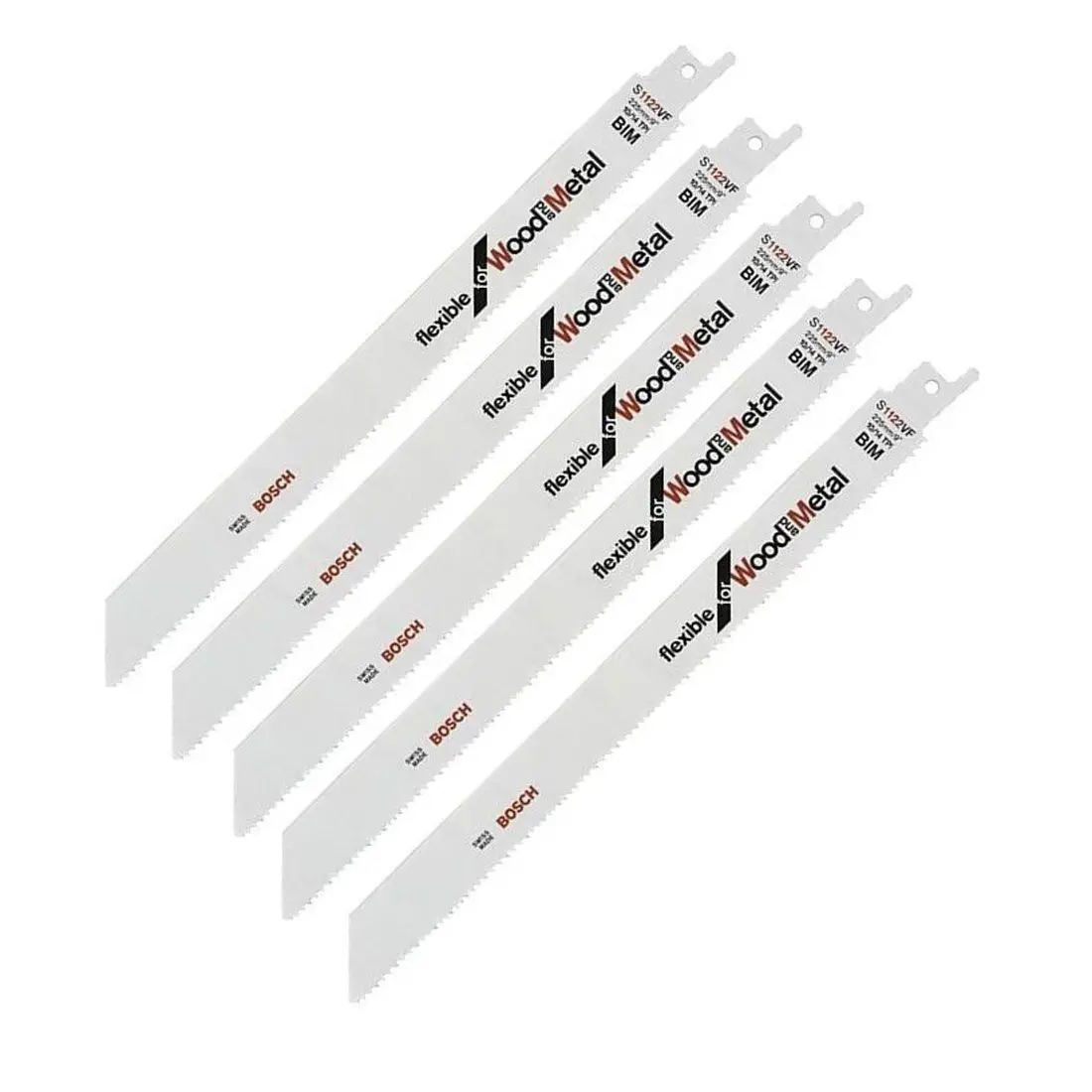 Bosch S1122vf Reciprocating Saw Blades For Metal & Wood Pack Of 5 - 2608654981 1