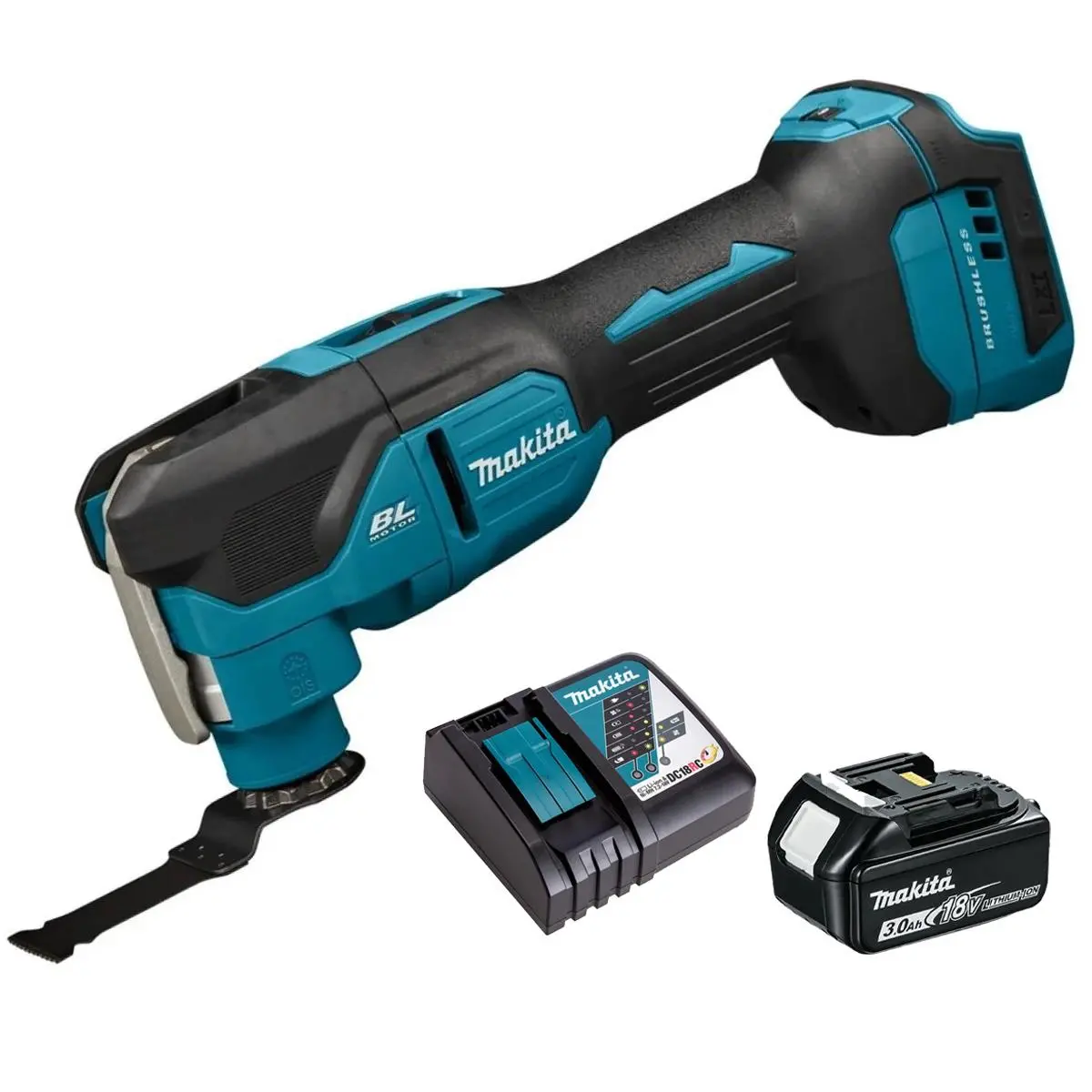 Makita Dtm53z 18V Lxt Brushless Multi Tool With 1 X 3.0Ah Battery & Charger 1