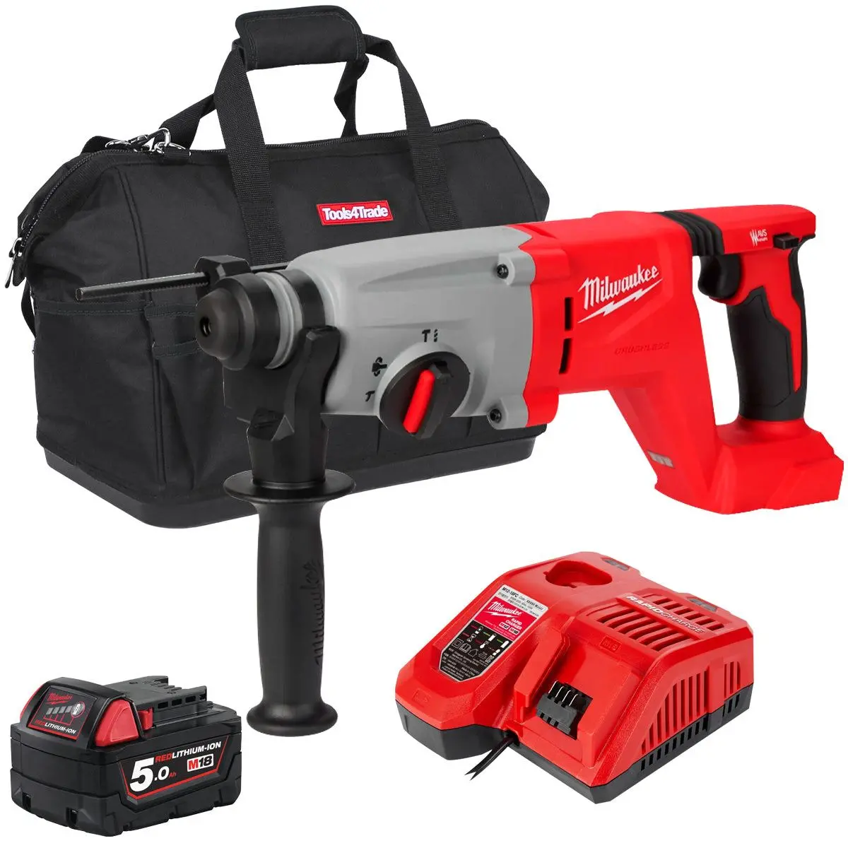 Milwaukee M18blhacd26-0 18V Brushless Sds+ Rotary Hammer Drill With 1 X 5.0Ah Battery Charger & Bag 1