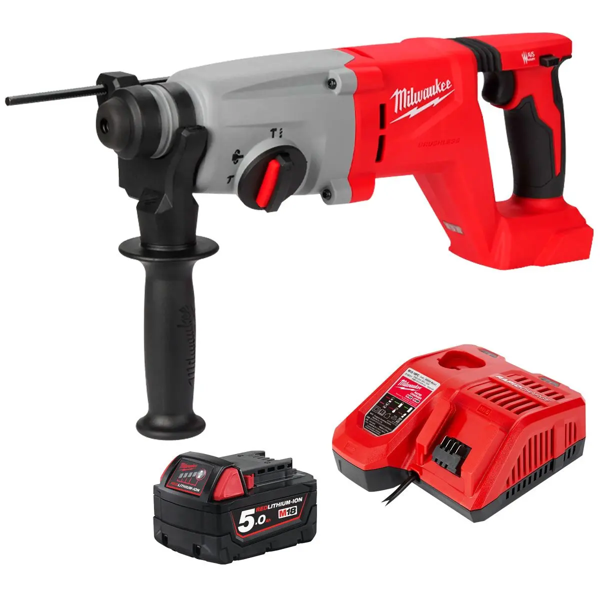 Milwaukee M18blhacd26-0 18V Brushless Sds+ Rotary Hammer Drill With 1 X 5.0Ah Battery & Charger 1