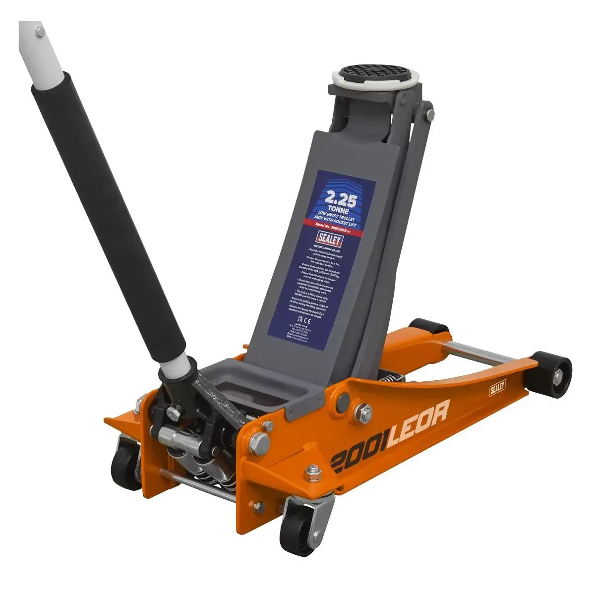 Sealey 2001Leor Trolley Jack 2.25Tonne Low Entry Rocket Lift Orange 1
