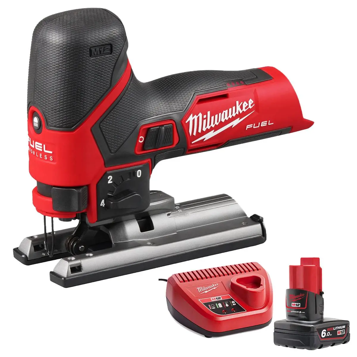 Milwaukee M12fjs-0 12V Fuel Brushless Bodygrip Jigsaw With 1 X 6.0Ah Battery & Charger 1