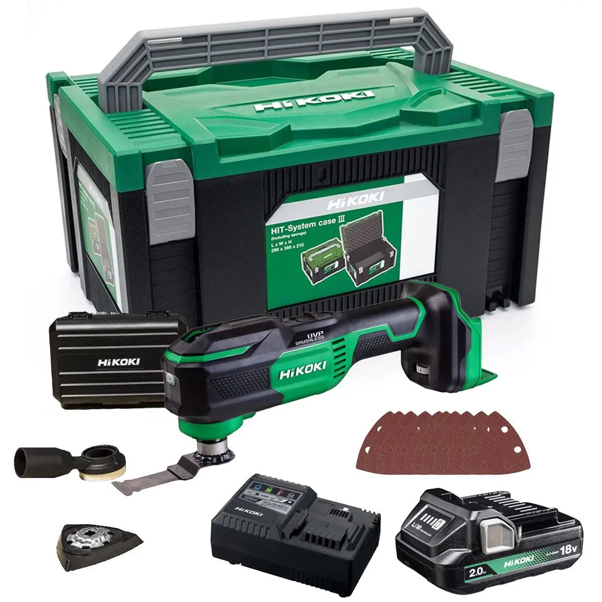 Hikoki Cv18daw2z 18V Brushless Multi Tool With 1 X 2.0Ah Battery Charger & Case 1
