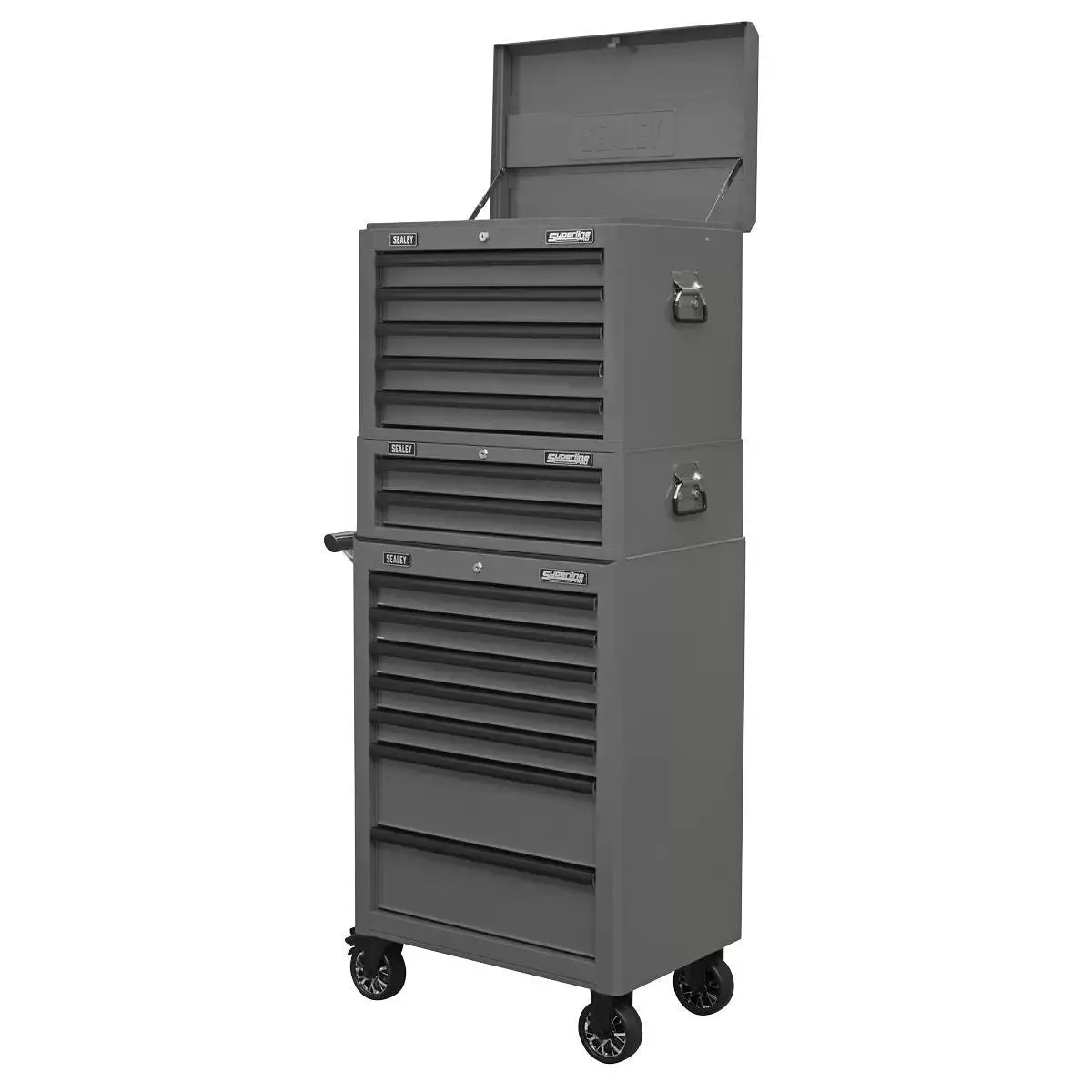 Sealey Apstacktgr Top Chest Roll Cab Combination 14 Drawer With Ball-Bearing Slides Grey 2