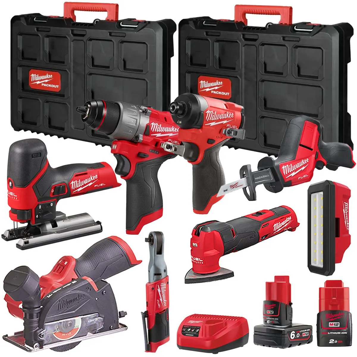 Milwaukee M12fpp7b2-647P 12V Fuel 8 Piece Powerpack Tool Kit With 1 X 6.0Ah & 2.0Ah Batteries, Charger & Case 1