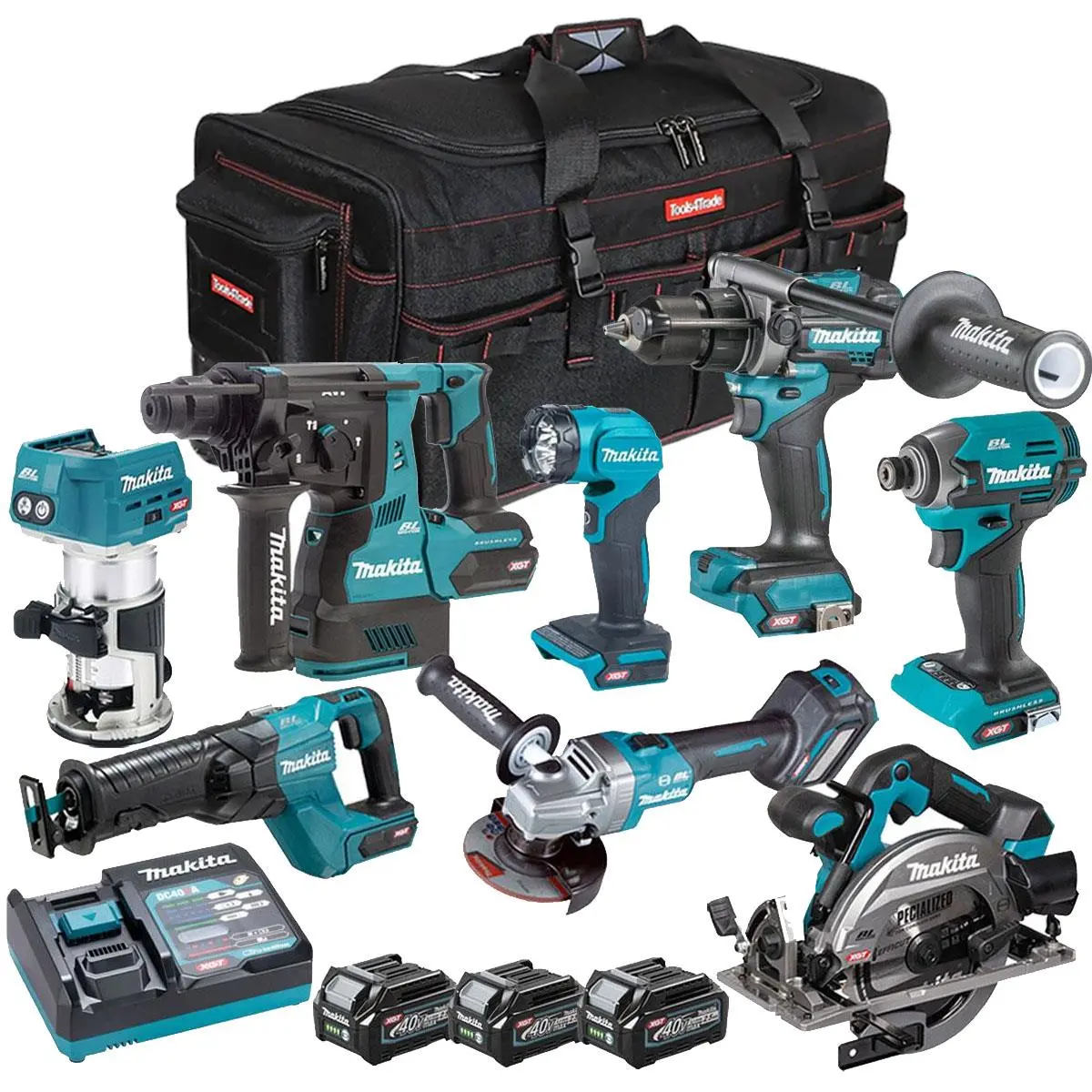 Makita 40V Xgt 8 Piece Brushless Power Tool Kit With 3 X 2.5Ah Battery T4tkit-16058 1