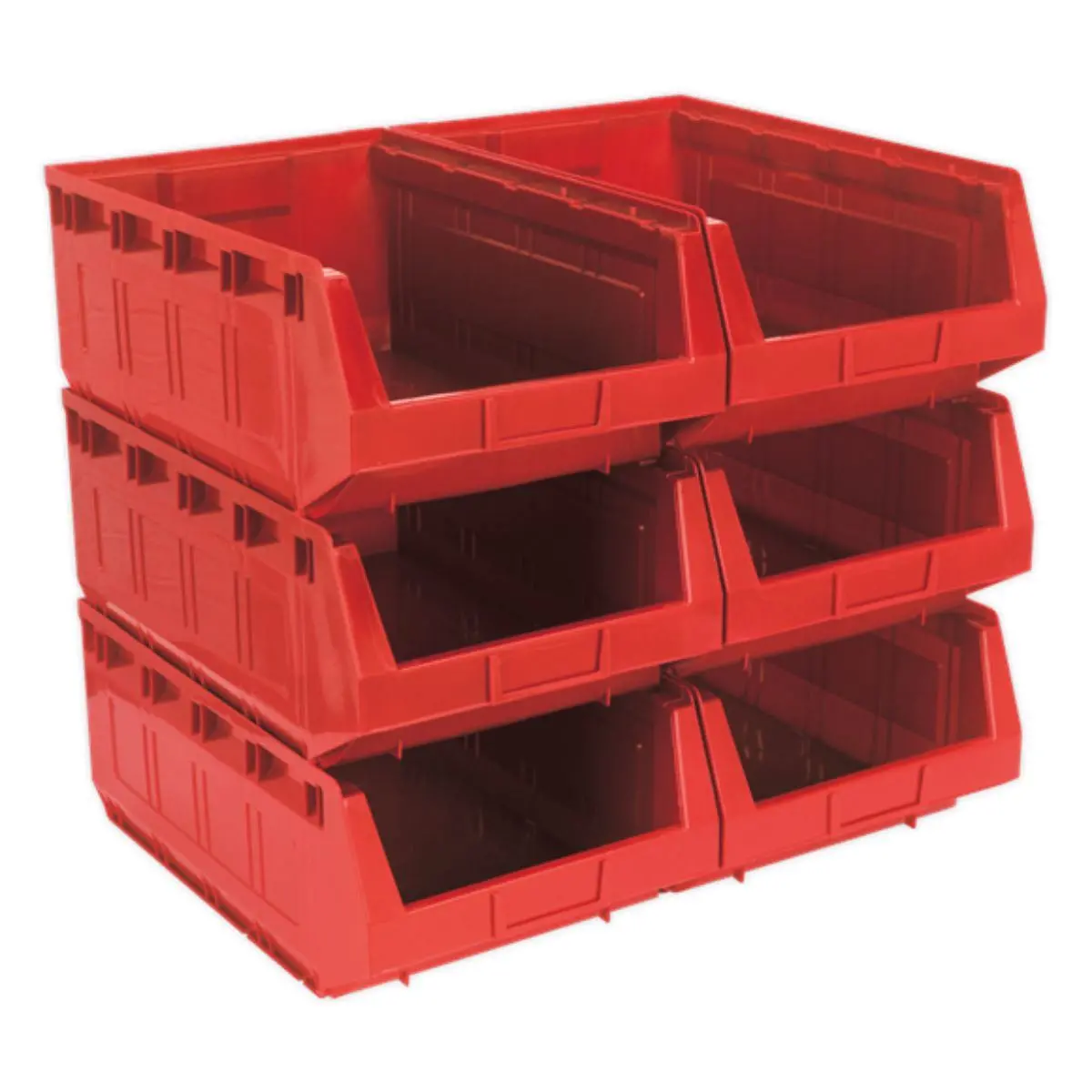 Sealey Tps56r Plastic Storage Bin Red -Pack Of 6 1