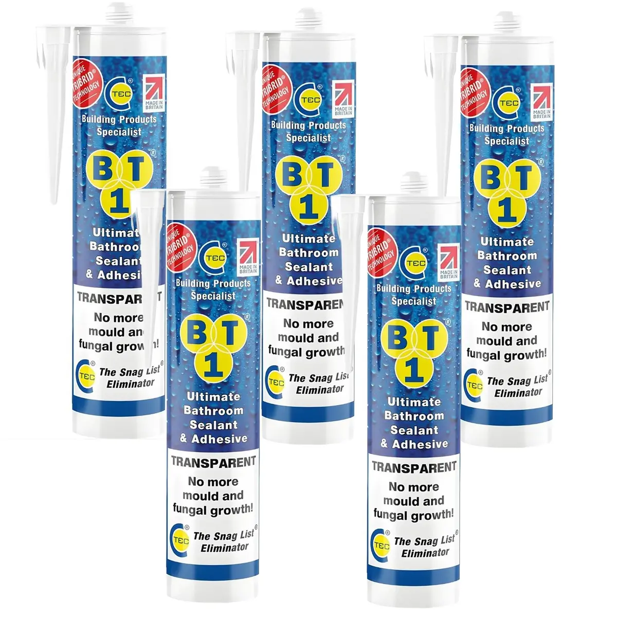 C-Tec Bt1 290Ml Ultimate Bathroom Sealant & Adhesive Transparent Pack Of 5 1